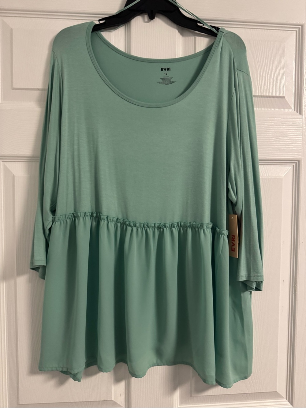 Brand New Mint Green Peplum-Sleeve Women’s Top